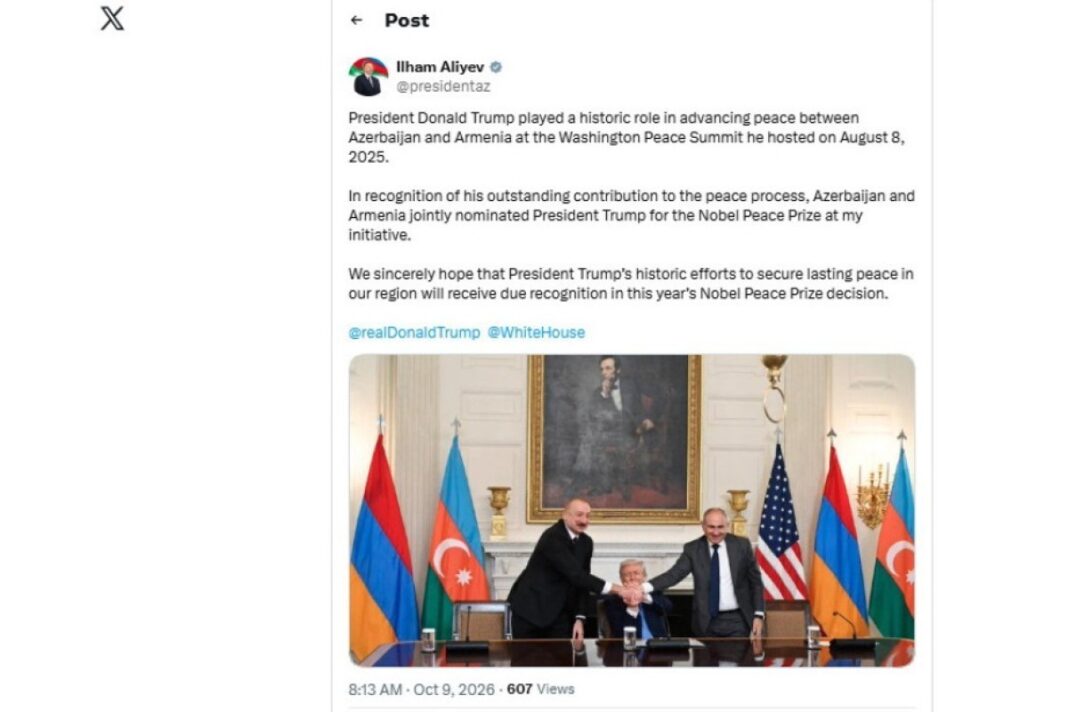 aliyev-trump-peace-nobel Президент Азербайджана Ильхам Алиев